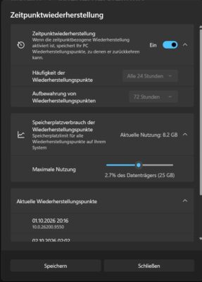 Zeitpunktwiederherstellung