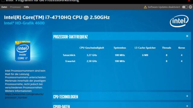 Intel Processor Identification Utility Taktfrequenz