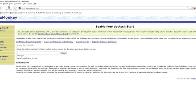 erster Start SeaMonkey Startseite