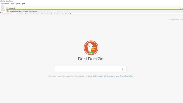DuckDuckGo als Standardsuche SeaMonkey Sichere Suche